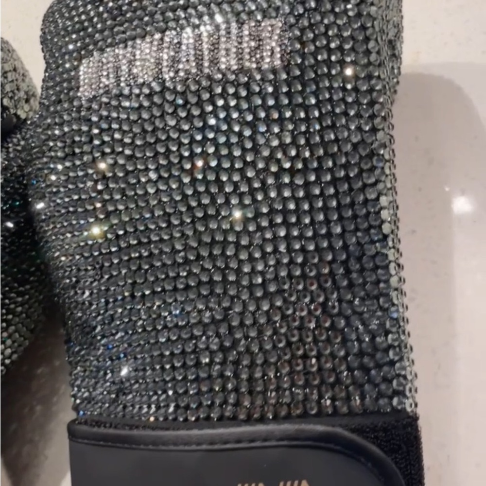 Black Rhinestone Embellished Gloves